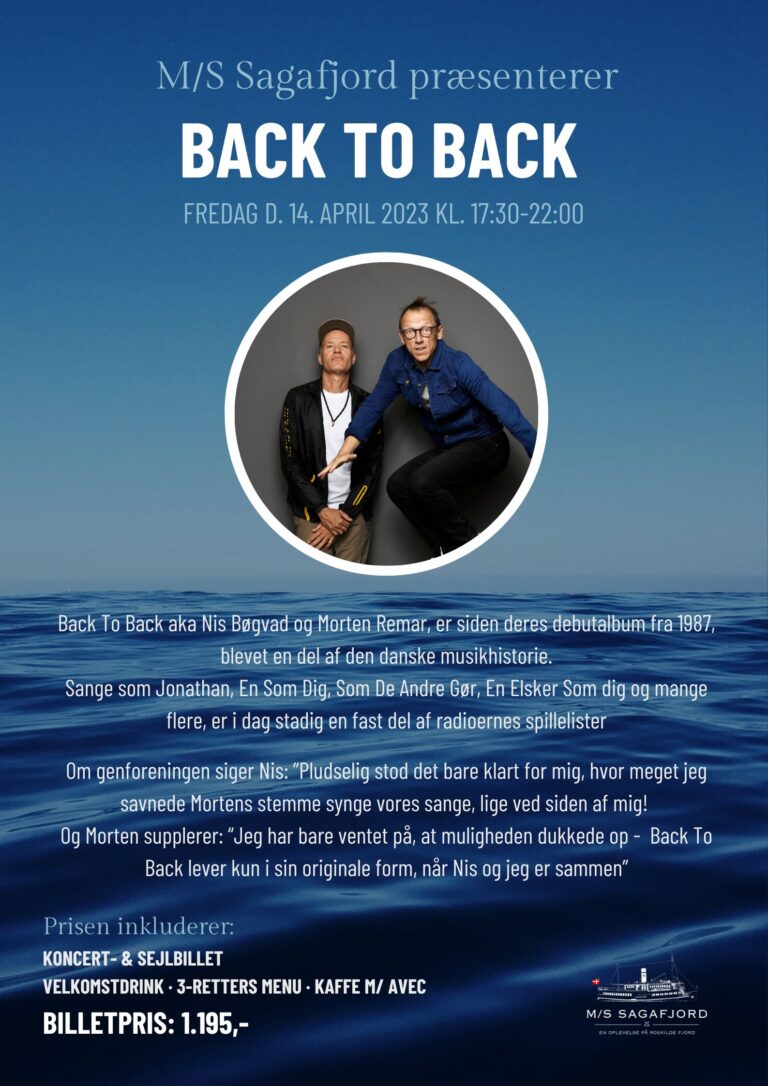 Koncert med Back to Back Fredag d. 14 April 2023 kl 17.30-22.00